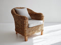Sillones de ratán ratán y tela 98x88x84 cm - marrón natural-gris claro - diseño exterior con cojín