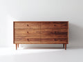 Cómodas 150x45x85 cm - madera marrón con 6 cajones - diseño retro para dormitorio
