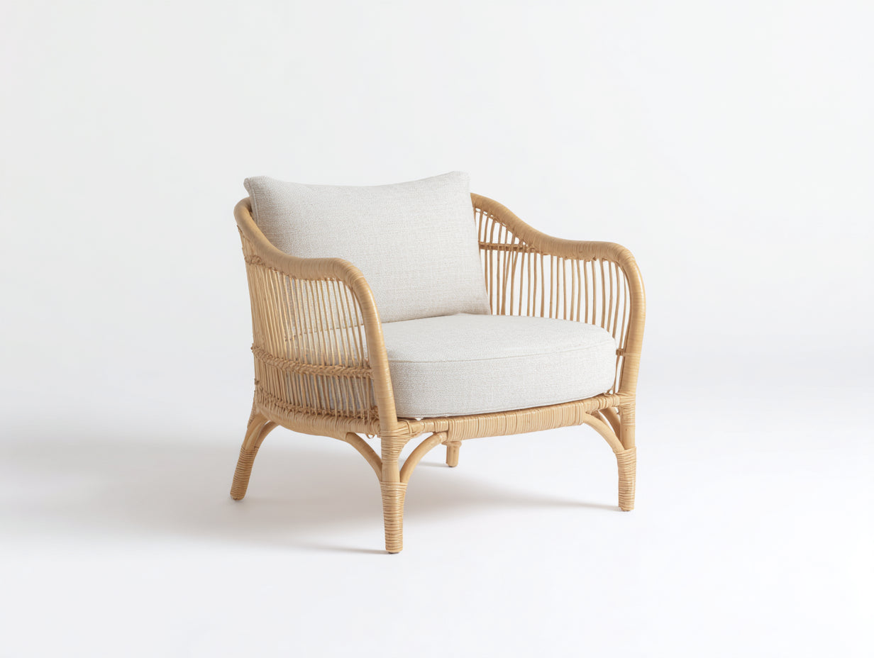Sillones de ratán ratán y tela 88x80x82 cm - Beige - Estilo natural