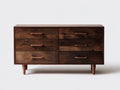 Cómodas 140x45x80 cm de madera - marrón - estilo moderno con 6 cajones
