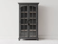 Vitrina de madera MDF y cristal 100x45x180 cm - negro - estilo clásico para salón