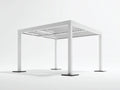 Pérgola de jardín 400x300x250 cm de aluminio - blanco - estilo moderno con techo de lamas