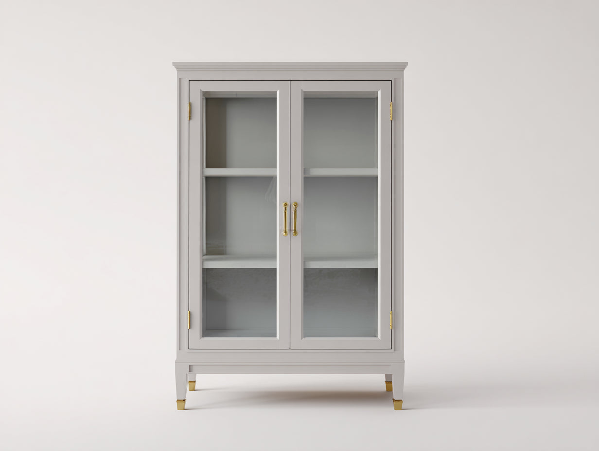 Vitrina de MDF y cristal 90x40x150 cm - gris - diseño clásico para salón