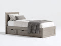Camas individuales 200x90x100 cm - madera beige grisáceo con cajones - diseño moderno para dormitorio