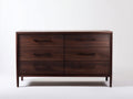 Cómoda de madera con 6 cajones 130x45x78 cm - nogal oscuro - diseño moderno para dormitorio