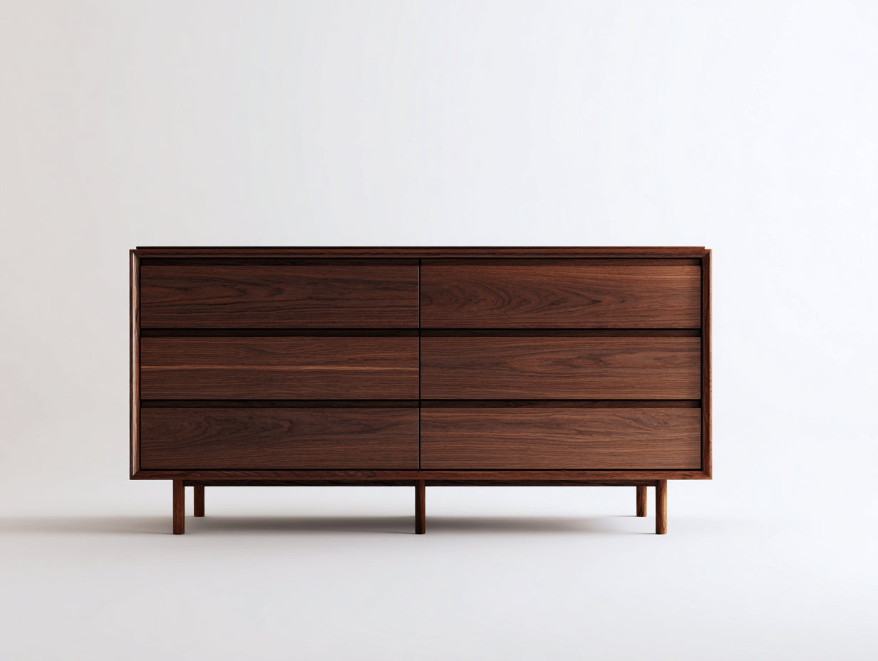 Cómodas 160x45x78 cm de madera - marrón - estilo moderno con 6 cajones