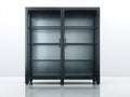 Vitrina 110x40x130 cm - metal y vidrio gris oscuro - diseño moderno para salón