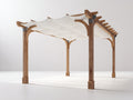 Pérgola de jardín madera y tela 400x300x260 cm - madera natural-blanco crema - cubierta textil para exterior