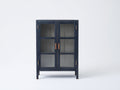 Vitrina 90x40x160 cm de madera maciza y cristal - azul oscuro - estilo moderno para salón y comedor
