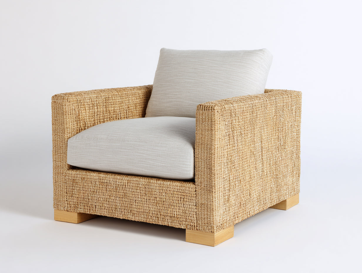 Sillones de ratán ratán y tela 90x85x82 cm - Beige-Crema - Estilo contemporáneo
