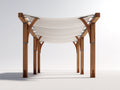 Pérgola de jardín 500x300x270 cm - madera marrón y toldo beige - diseño moderno para exterior