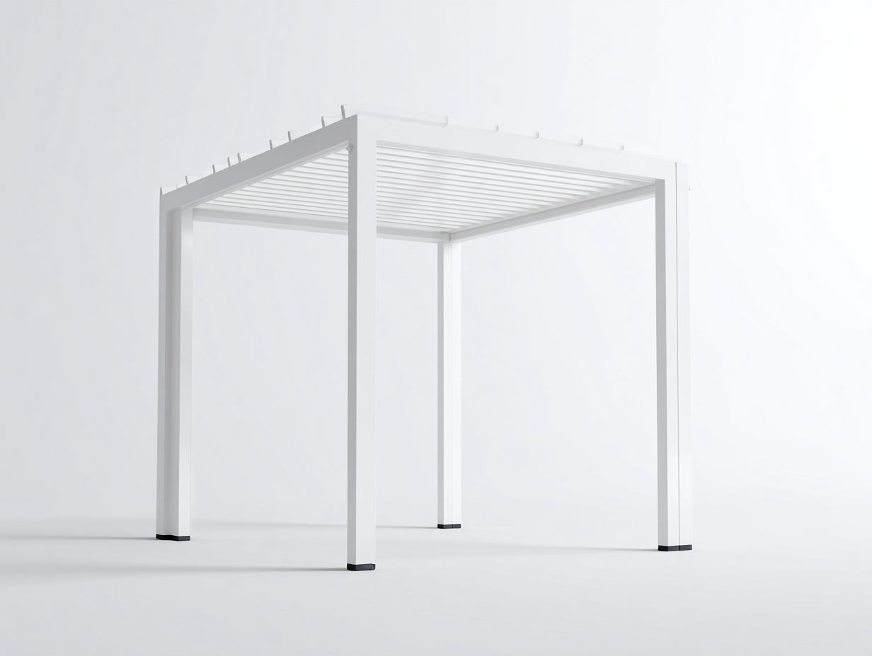 Pérgola de jardín de metal con techo de lamas 300x300x240 cm - blanco - diseño moderno para exterior