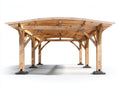 Pérgola de jardín de madera con techo arqueado 420x300x245 cm - madera natural - diseño rústico para exterior