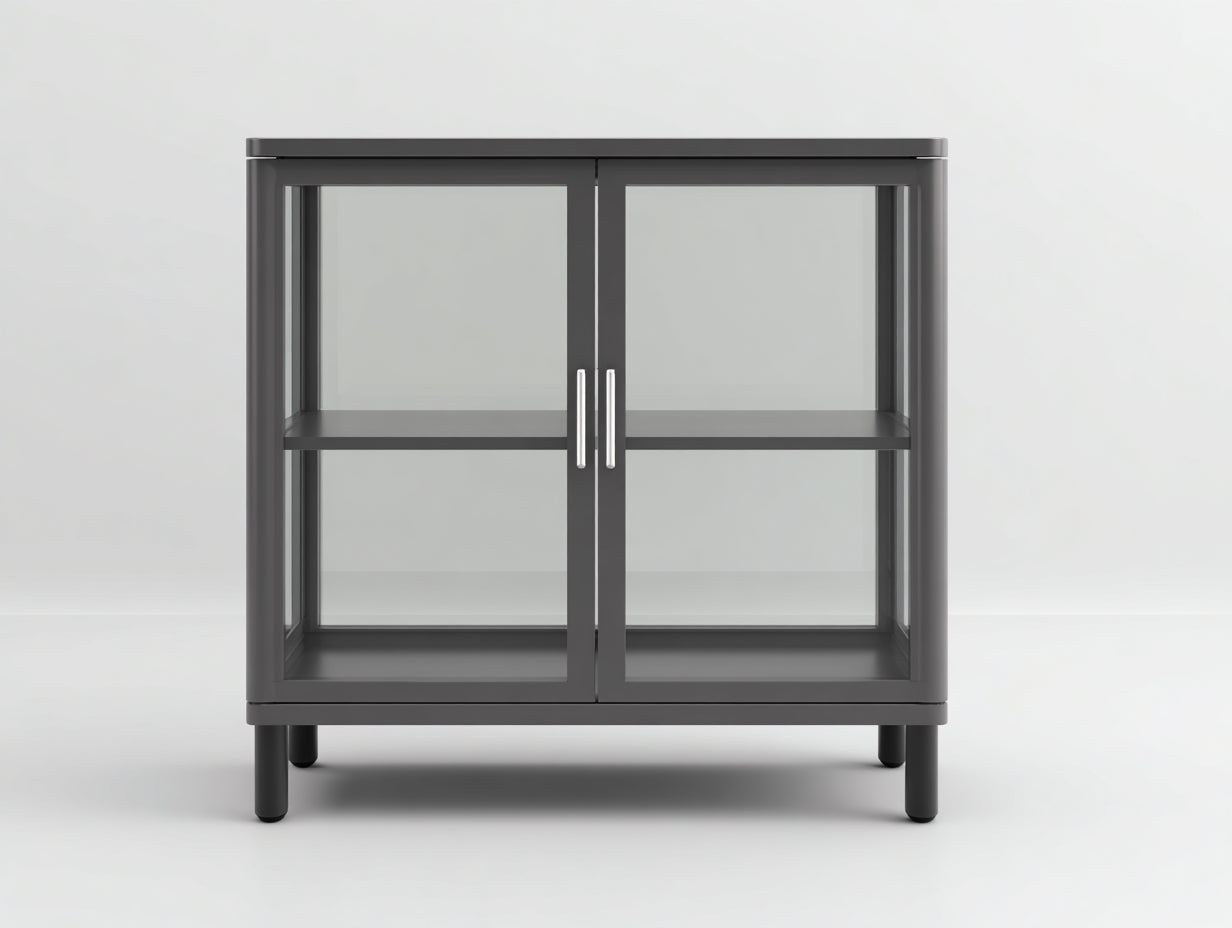 Vitrina madera y vidrio 100x40x90 cm - Gris - Estilo moderno