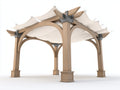 Pérgola de jardín de madera con toldo de lona 400x400x260 cm - madera natural - estilo contemporáneo para exterior
