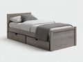 Cama individual de madera con cajones 200x90x75 cm - gris natural - estilo moderno para dormitorio